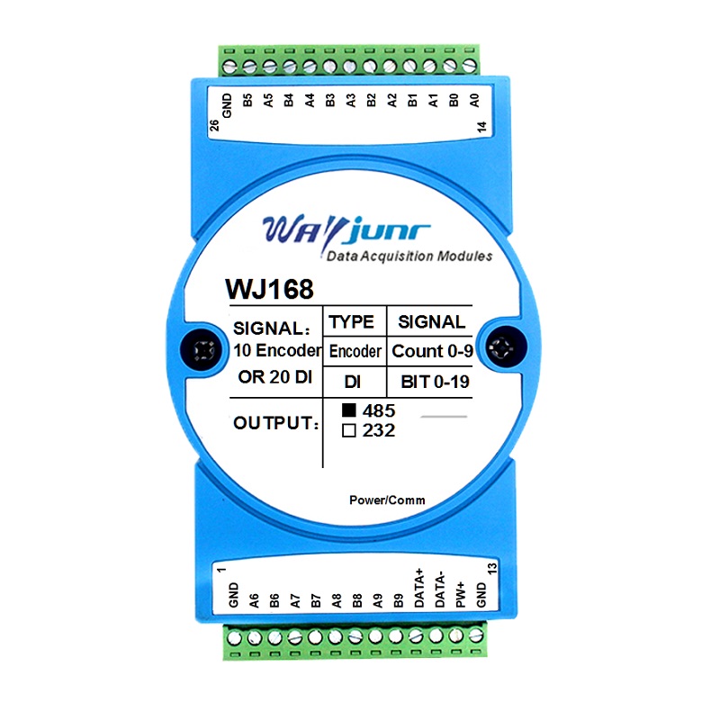 10路编码器脉冲计数器或20路DI高速计数器，Modbus RTU模块 WJ168