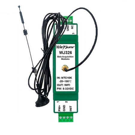 NTC热敏电阻温度转网络Modbus TCP和MQTT，WiFi采集模块 WJ326