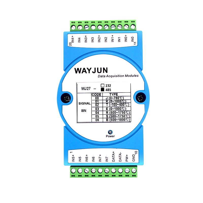 WJ27系列 8路热电偶信号转RS-485/232，远程数据采集远程IO模块