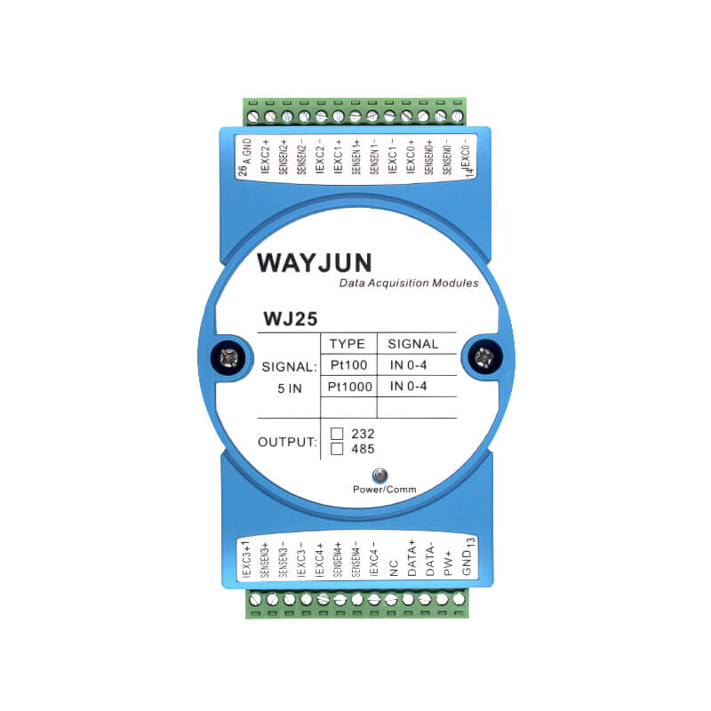 WJ25系列 5路热电阻温度信号转RS-485/232远程IO模块