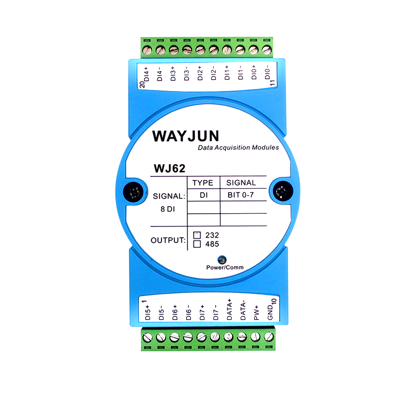 8路DI开关量信号隔离转RS485/232远程IO模块 WJ62系列 