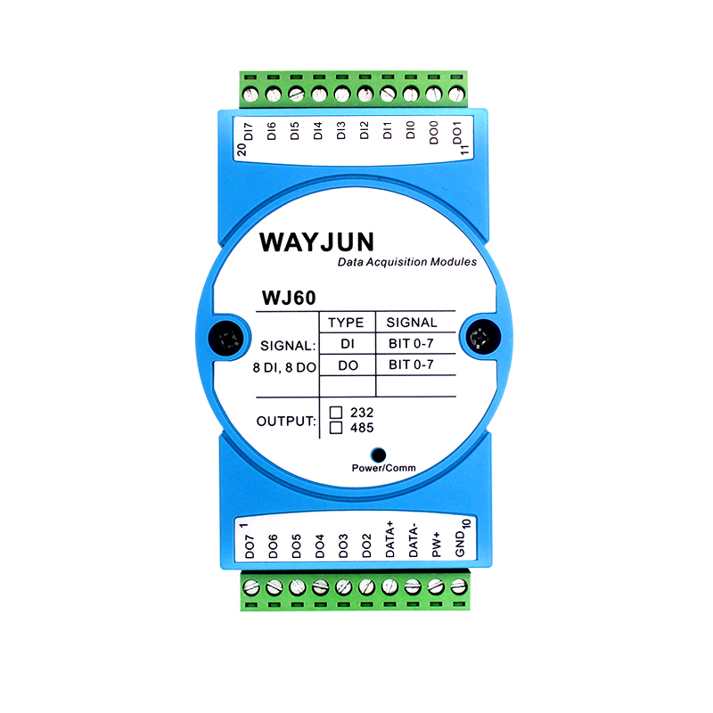 WJ60系列 八路DI八路DO开关量转RS485/232远程IO模块