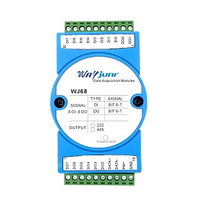 八路PNP输入，八路PNP输出，RS-485/232开关量数据采集模块 WJ68