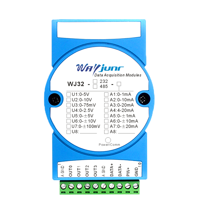 RS232/RS485/WiFi信号转4路模拟信号(4-20mA/0-10V)  隔离D/A转换器 WJ32