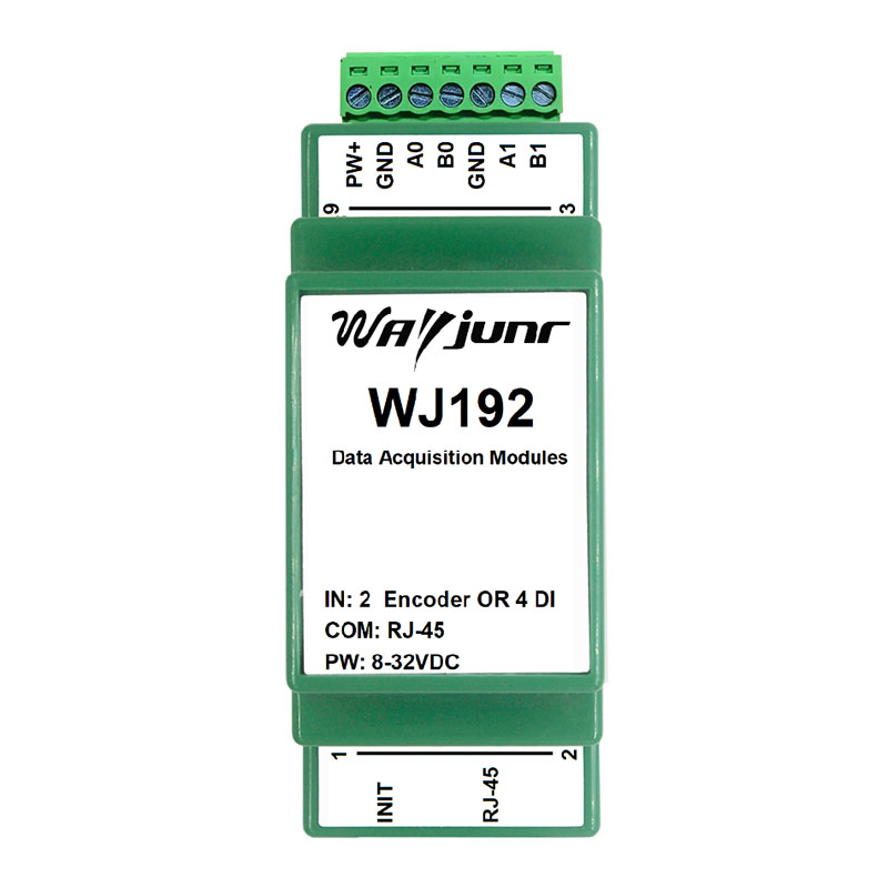 2路光栅尺磁栅尺编码器或4路高速DI脉冲信号转Modbus TCP网络模块 WJ192