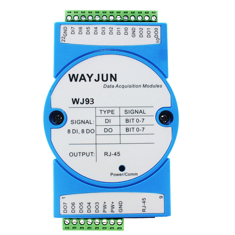 8路DI高速计数器，8路DO支持PWM输出，Modbus TCP模块 WJ93