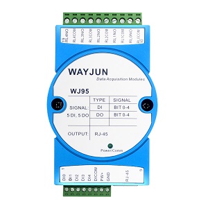 五路DI五路DO，网络继电器，Modbus TCP远程IO模块 WJ95   