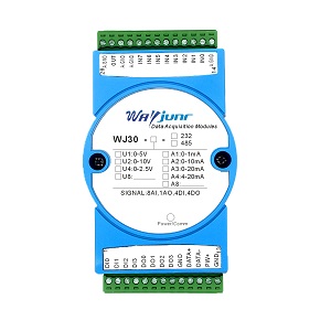 8AI，4DI，4DO混合信号转RS-485/232，MODBUS数据采集模块 WJ30