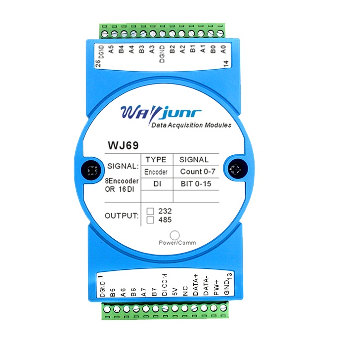 8路编码器脉冲计数器或16路DI高速计数器，Modbus RTU模块 WJ69